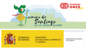 Imagen promocional del Camino de Santiago Accesible con los logos de Fundación ONCE y el Ministerio de Industria, Comercio y Turismo