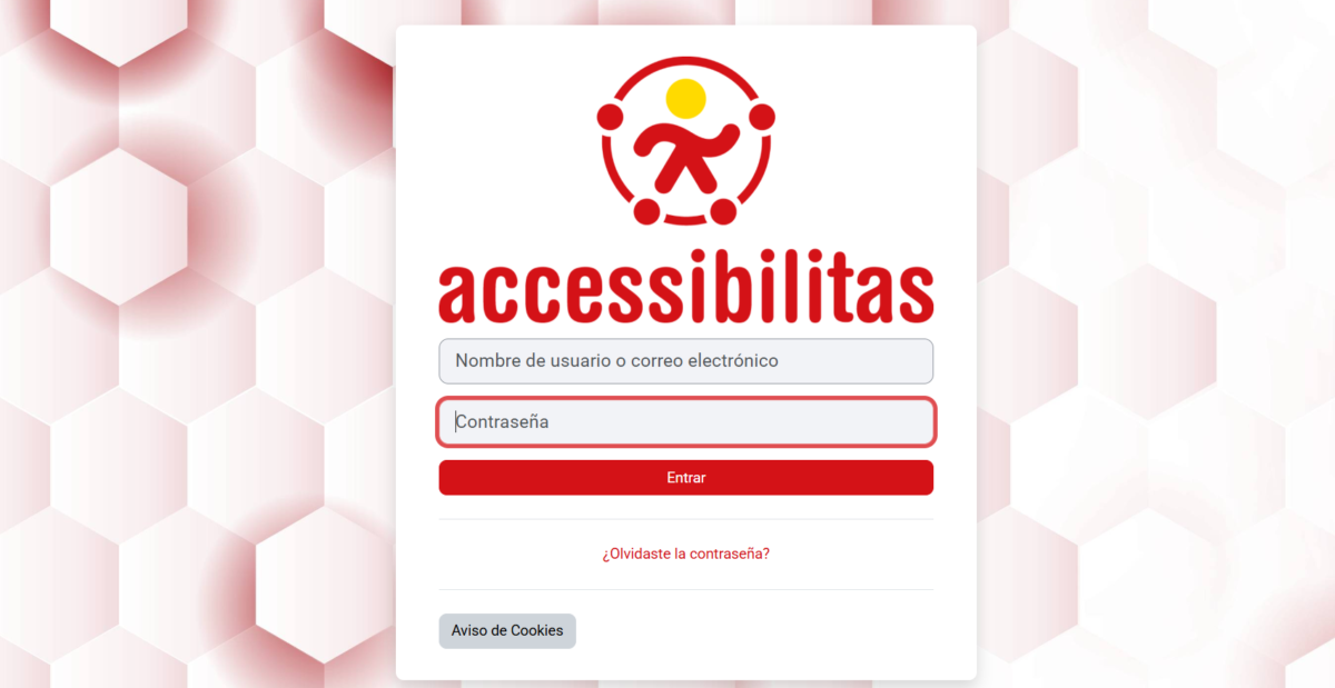 Inicio de sesión de la plataforma Accessibilitas